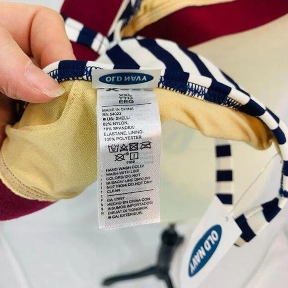 Old Navy Bralette Swim Bikini Navy Burgundy Stripe Womens XXL - Picture 7 of 12